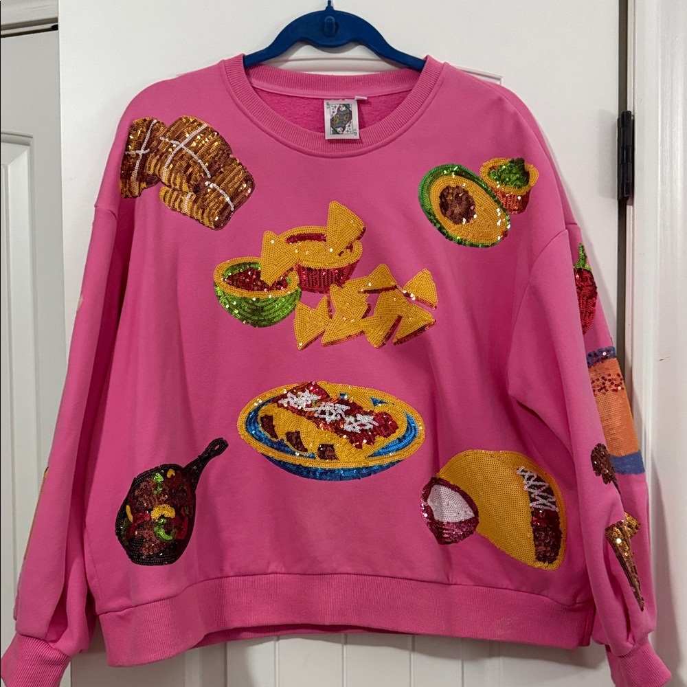 QUEEN OF SPARKLES Pink Sequin Embellished Sweater